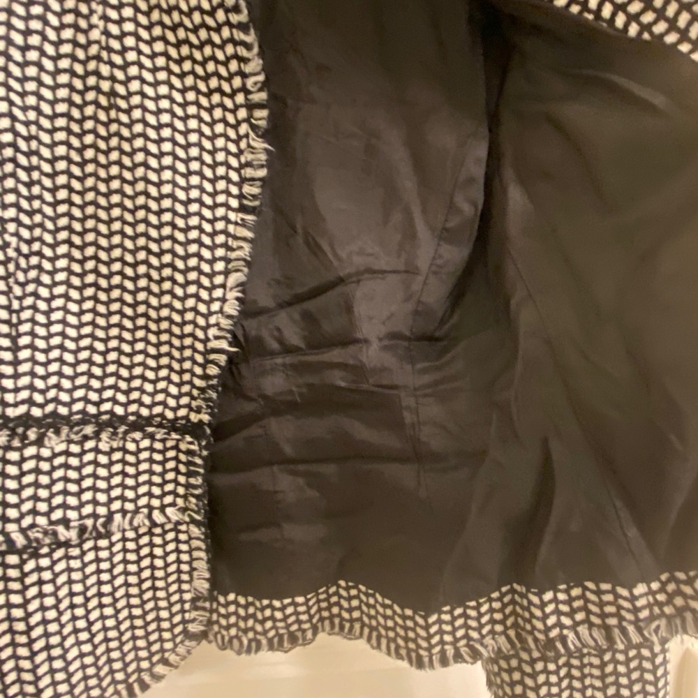 White House Black Market tweed black and white fringed jacket. - Picture 9 of 11